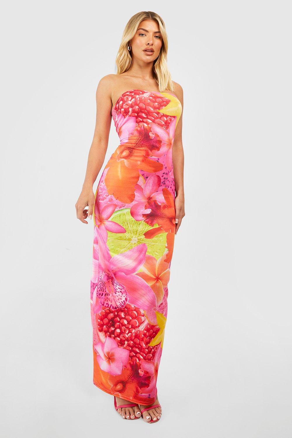 Fruit print cheap maxi dress